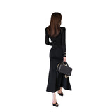 Women Maxi Dress Spring and Autumn Fishtail Sheath Sexy Dress