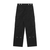 Men Sweatpants Solid Color Multi-Pocket Pleating Workwear Casual Pants Men's Baggy Straight Trousers Casual Wide-Leg Trousers