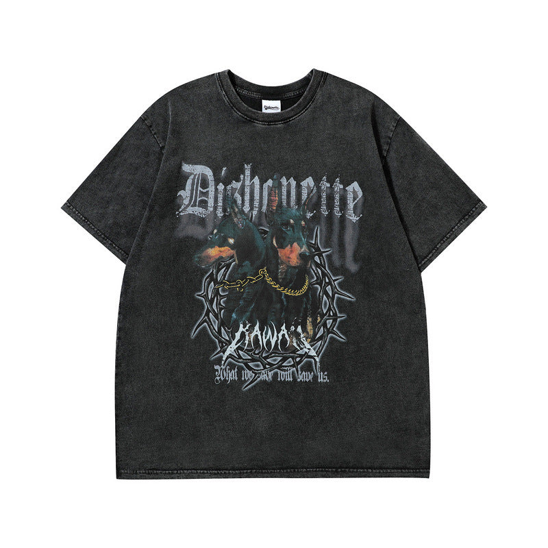 Men T Shirt Doberman Pinscher Washed and Worn Short Sleeve T-shirt