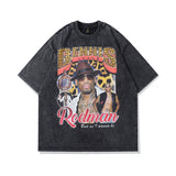 Men T Shirt T Hip Hop Character Vintage Print Short Sleeve T-shirt