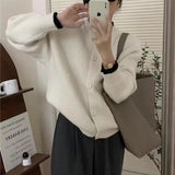 Women Knitwear Autumn and Winter round Neck Sweater Loose Knitted Cardigan
