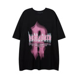 Men T Shirt Alphabet Graffiti Print Couple Short Sleeve T-shirt