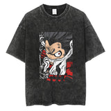 Washed and old T-shirt anime ONE PIECE short sleeve