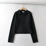 Women Sweater Knitwear Winter V-neck Solid Color Sweater Long Sleeve Short Pullover