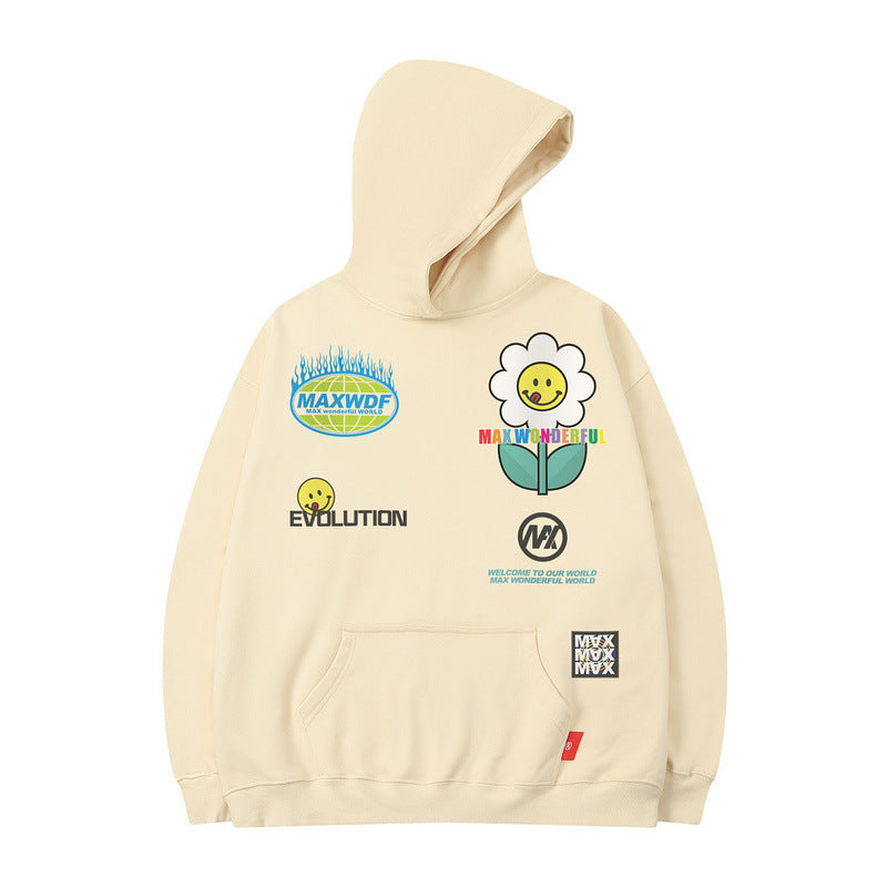 Men Hoodie Letter Printed Hoodie Men's Loose Couple Casual Jacket