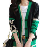 Women Knitwear Autumn and Winter V-neck Sweater Loose Knitted Cardigan