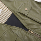 Men Vest Multi-Pocket Workwear Vest Leather Coat