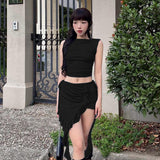 Women Dresses Summer Midriff-Baring Top Suit (Csm202404)