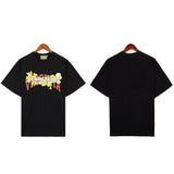 Denim Tears T Shirts Vintage Avatar Oil Painting Flower Letter Printing Men's and Women's Loose Casual Short-Sleeved T-shirt