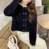 Women Knitwear Autumn and Winter round Neck Sweaters Cardigan