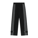 Men Sweatpants Sports and Leisure Trousers with an Elasticated Waist Stitching Contrast Color Stripes Loose Drooping Straight-Leg Trousers