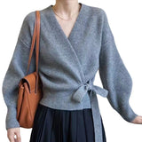 Women Knitwear Autumn Retro V-neck Sweaters Cardigan