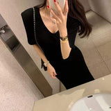 Women Dresses Summer Dress Split Sexy Slim-Fit Short Sleeve