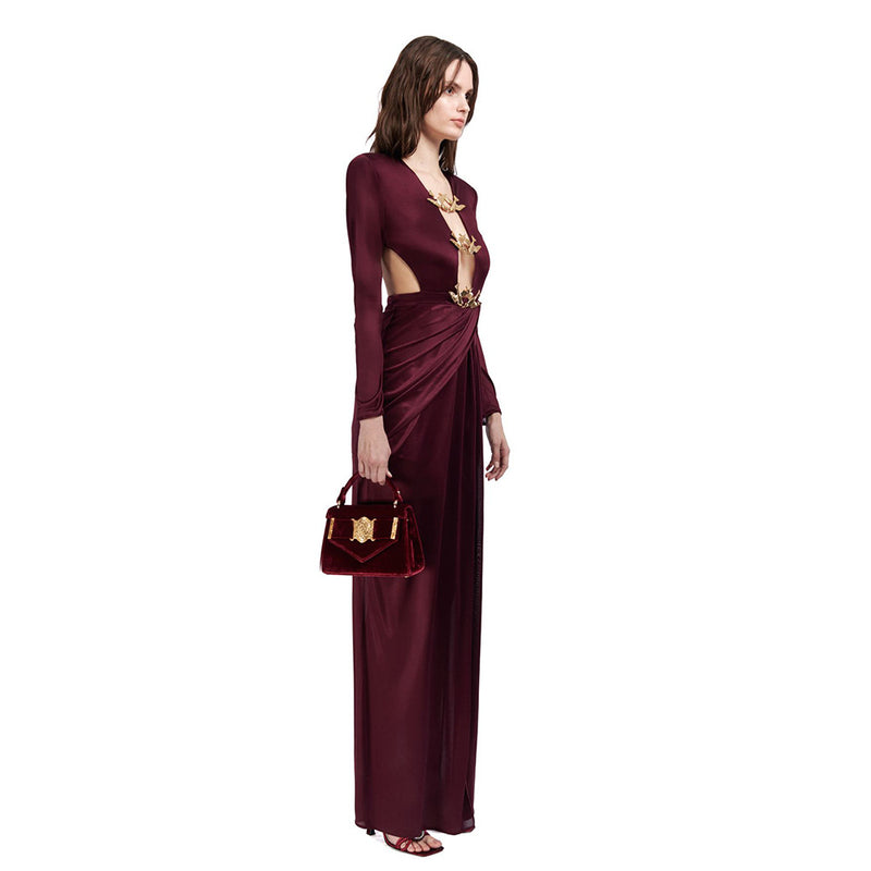 Women Dresses Sexy Deep V-neck Hollow Backless Dress Dress (Zns0409)