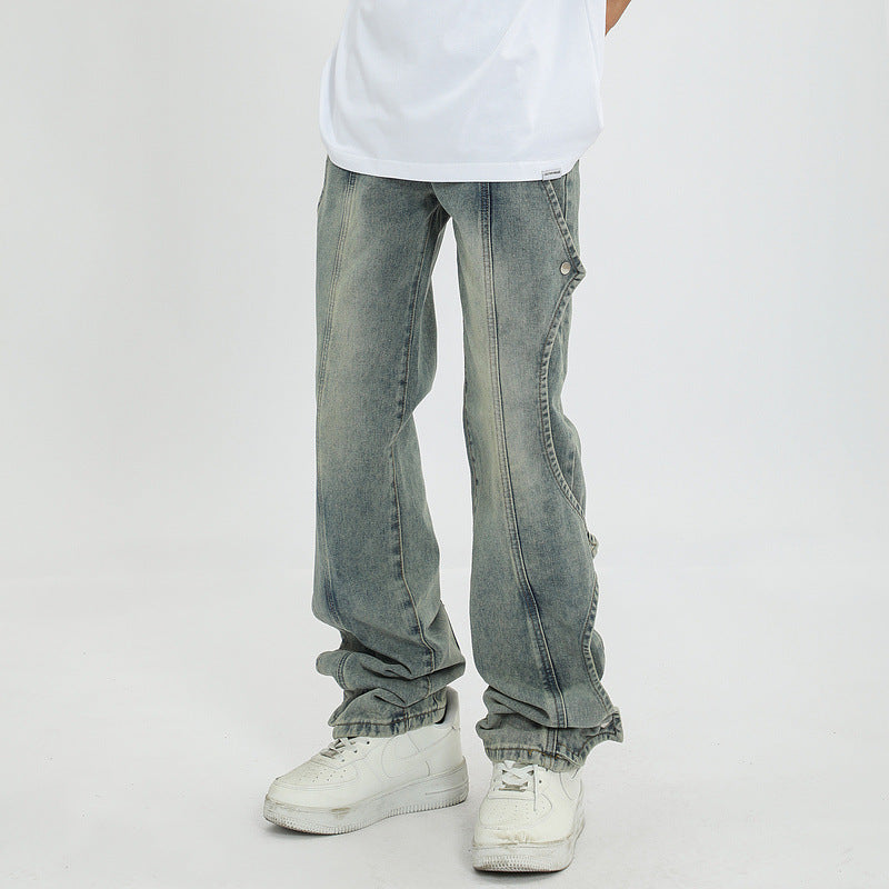Men Jeans Washed and Worn Jeans