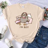 2024Sorry I'm Busy Cat Playing Games With Headphones T Shirt