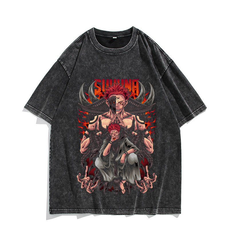 Jujutsu Kaisen Washed Vintage Old T-Shirt Short Sleeve