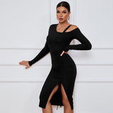 Women Dress off-Shoulder Autumn and Winter Sheath Long Sleeve Sexy Dress
