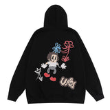 Men Hoodie Cartoon Puff Print Oversize Hip Hop Retro Couple Hooded Sweater