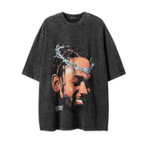 Men T Shirt Vintage Hiphop Portrait Printing Half Sleeve T-shirt
