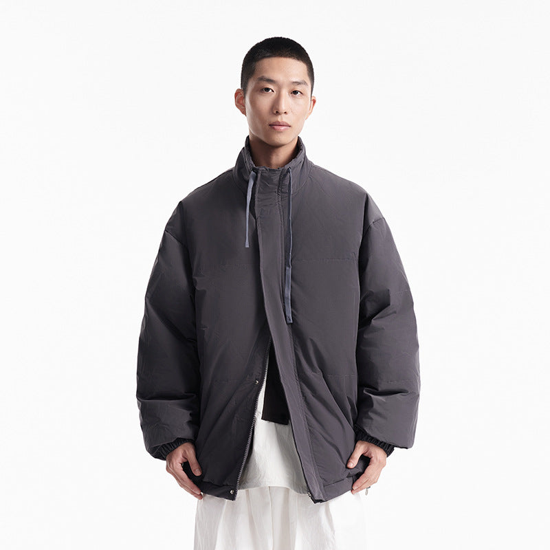 Unisex Winter Cotton Coat Winter Stand-up Collar down Jacket Retro Loose down Jacket