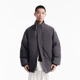 Unisex Winter Cotton Coat Winter Stand-up Collar down Jacket Retro Loose down Jacket