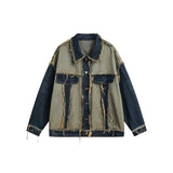 Unisex Jacket Washed Denim Jacket Casual Loose Lapels Overalls