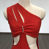 Women Evening Dress Sexy Cutout Slim-Fit Evening Dress Bandage One-Piece Dress