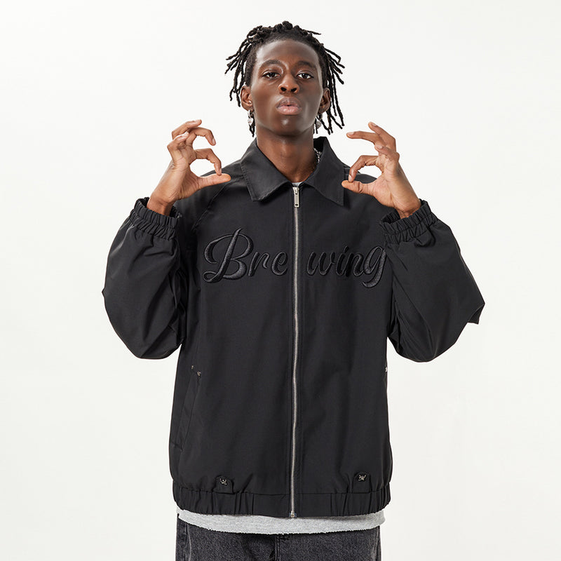 Men Jacket Coat Embroidered Bomber Jacket Men's Spring and Autumn Loose Lapels Coat