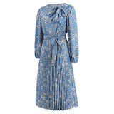Women Date Dress Autumn and Winter Leisure Floral Print Long Sleeve Dress