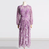 Women Dresses Spring round Neck Long Sleeve Flounced Skirt (Qymy0409)