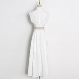 Women Dresses Long Dress Summer Stand Collar Dress (Qymy0409)