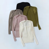 Women Sweater Knitwear off-Shoulder Pullover Slim Bottoming Shirt
