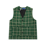 Men Vest Corduroy Plaid Vest