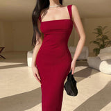 Women Dresses Spring Slim Fit Long Dress Sling Dress