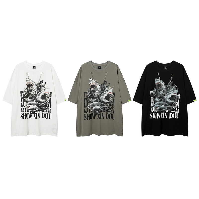 Men T Shirt Vintage Oversize round Neck Short Sleeve T-shirt