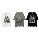 Men T Shirt Vintage Oversize round Neck Short Sleeve T-shirt