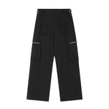 Men Sweatpants Functional Zipper Pocket Overalls Casual Straight Trousers