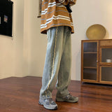 Men Jeans Vintage Jeans Summer Black Casual Trousers Baggy Straight Trousers
