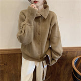 Women Knitted Cardigan Autumn and Winter Loose Vintage Sweater Cardigan Top