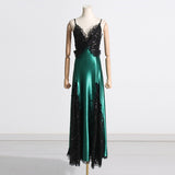 Women Dresses Lace Hollow-out Camisole Dress Long Dress (Qymy0409)