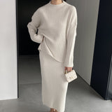 Women Knitted Two-Piece Set Autumn and Winter Suit Skirt Z822