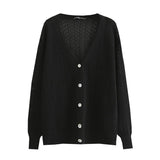 Women Sweater Knitwear Hollow-out Knitted Cardigan Women's Thin Coat Loose V-neck Sweater