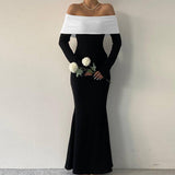 Women Dresses Long Sleeve Slim Fit Sheath Long Dress