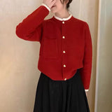 Women Knitwear Autumn and Winter round Neck Sweaters Cardigan