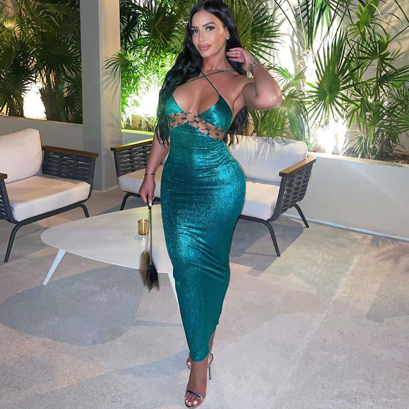 Women Dresses Winter Sexy Cutout Backless Slim Fit Sling Dress