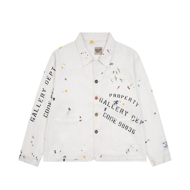 Gallery Dept Jacket Hand Painted Ink Splashing Multi Pocket Tooling Jacket Lapel Jacket