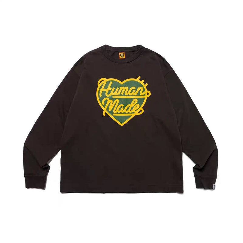 Men T-shirts human made love round neck long sleeve T-shirt