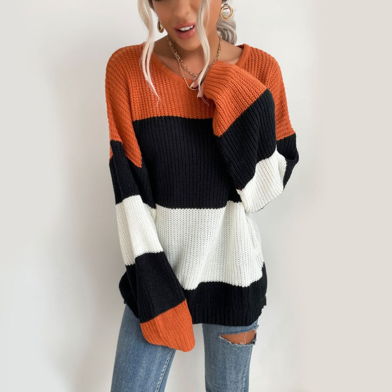 Women Knitted Sweater Autumn Crew Neck