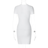 Women Dresses Summer Hollow Slim Solid Color Short Sleeve Dress